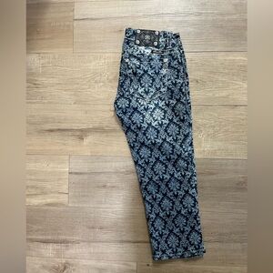 Miss Me Floral Brocade Blue Capri Jeans